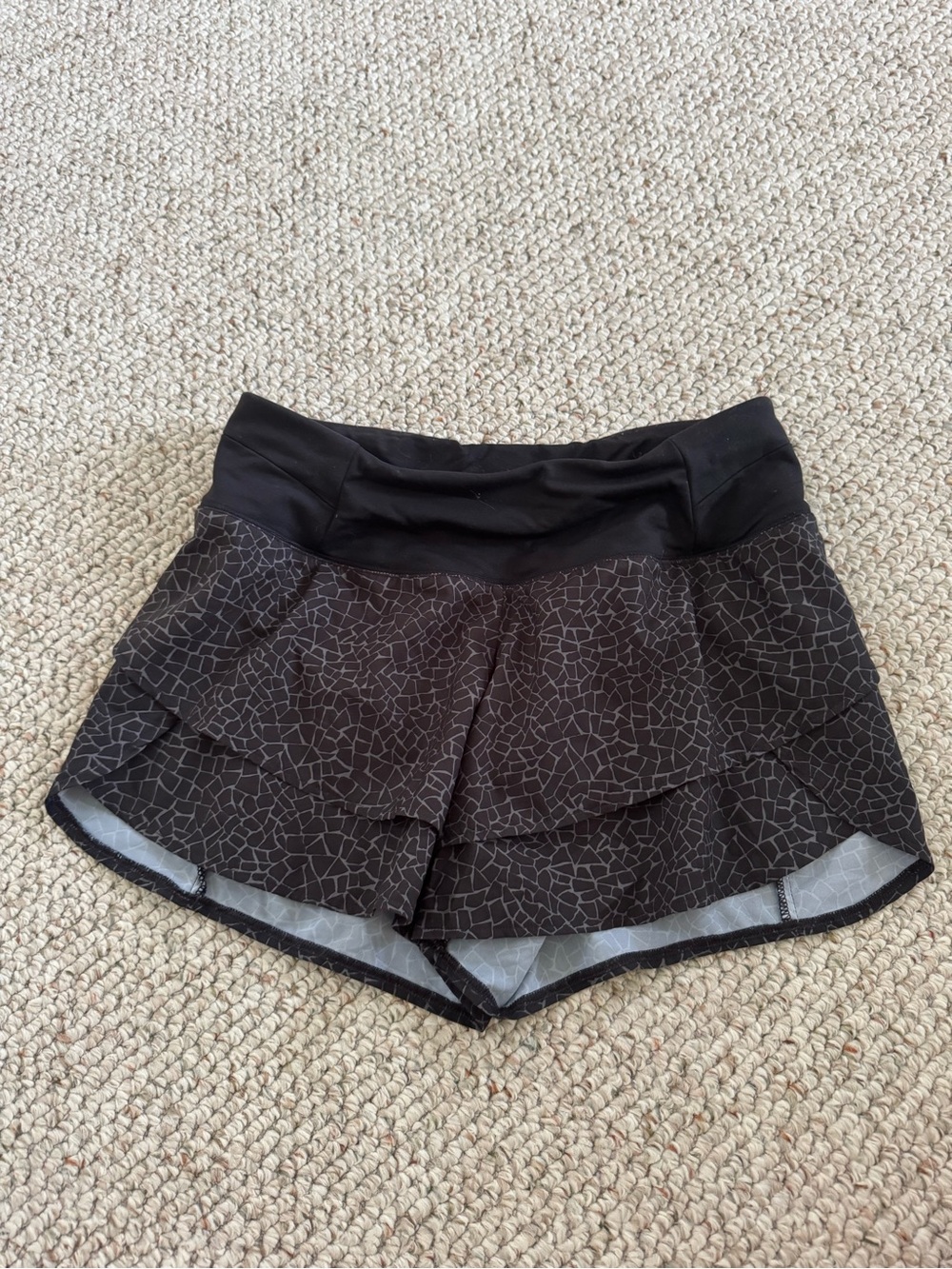 CALIA by Carrie Underwood Black Patterned Layered Skort Shorts